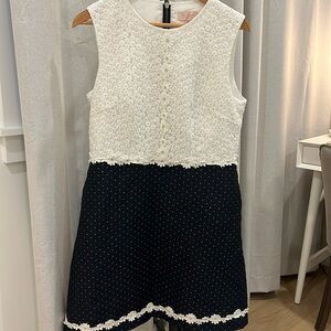 Ted Baker Navy Blue and White Dress